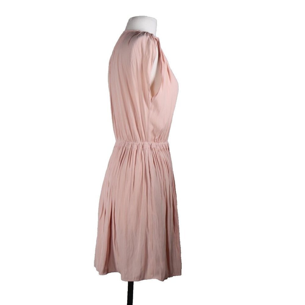 Wilfred Women Small Peach Pink Satin Pleated Sleeveless Mini Dress Stretch Waist - Picture 2 of 7